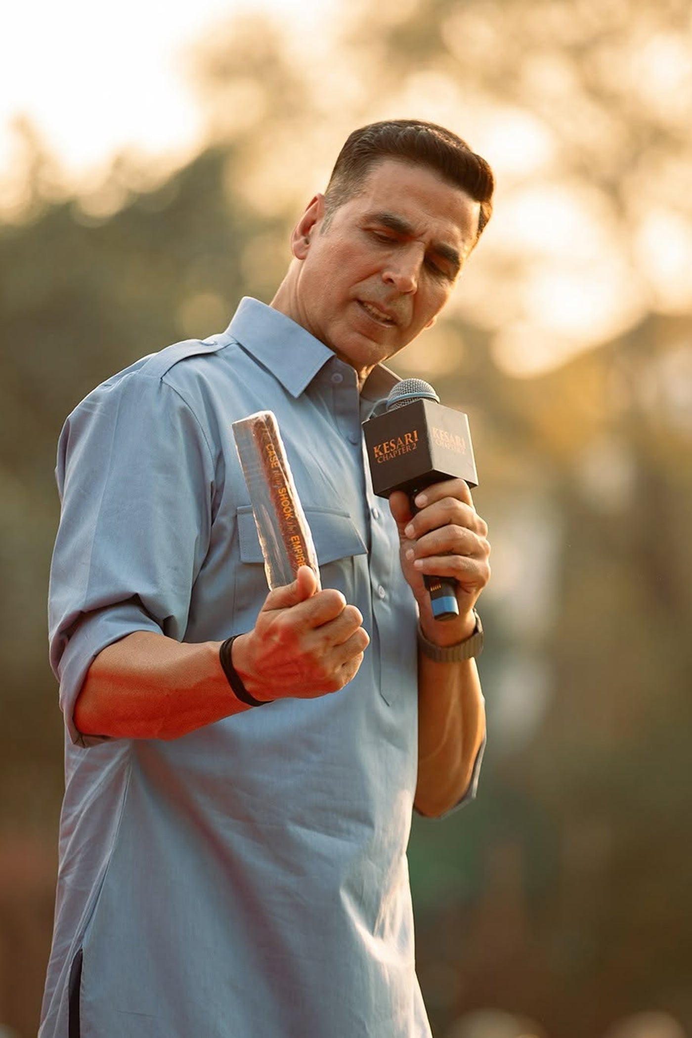 ICE BLUE DUPION SILK PATHANI KURTA SET