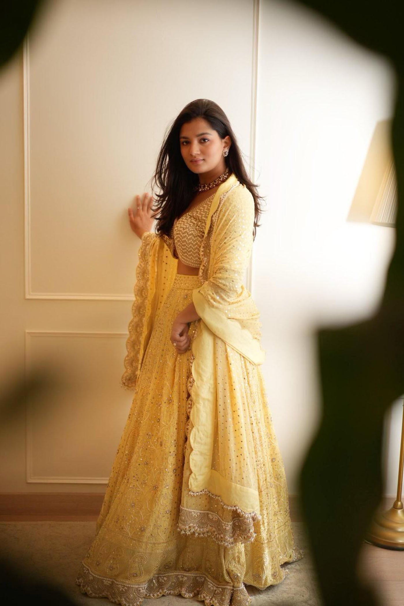 Yellow Georgette Chikankari Lehenga Set