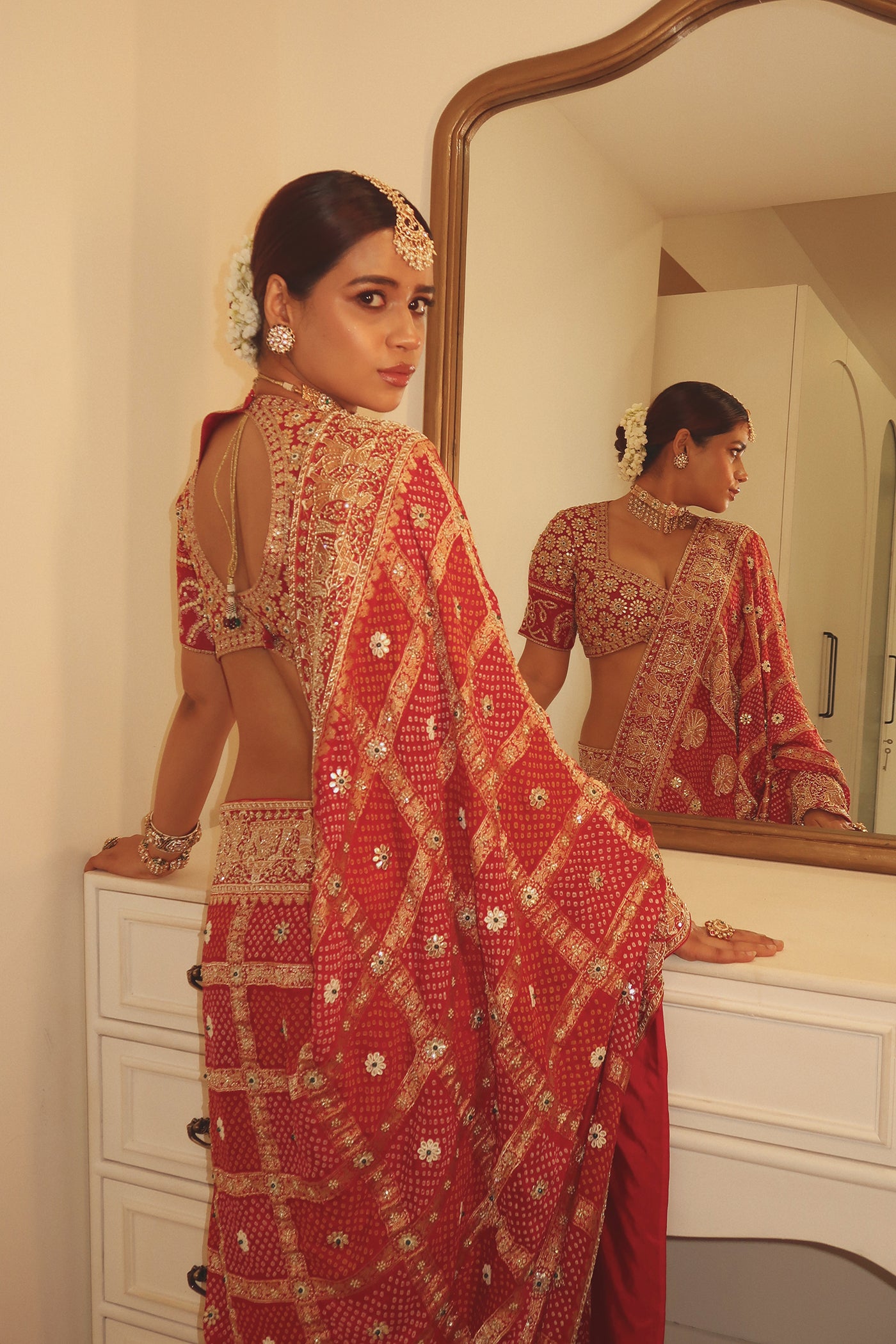RIYA BHANSALI IN RED GHARCHOLA SAREE SET