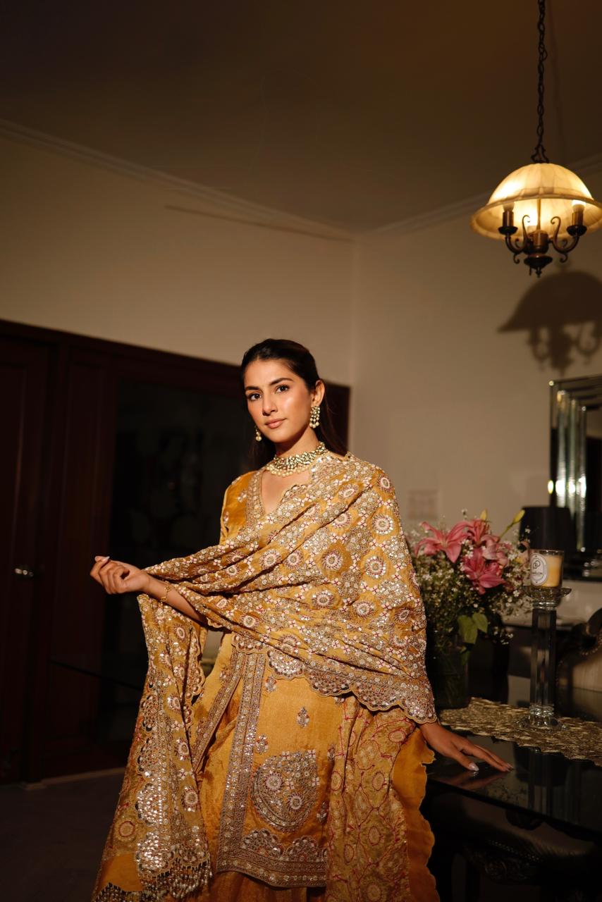 MEHER TALUJA In Mustard kurta sharara set