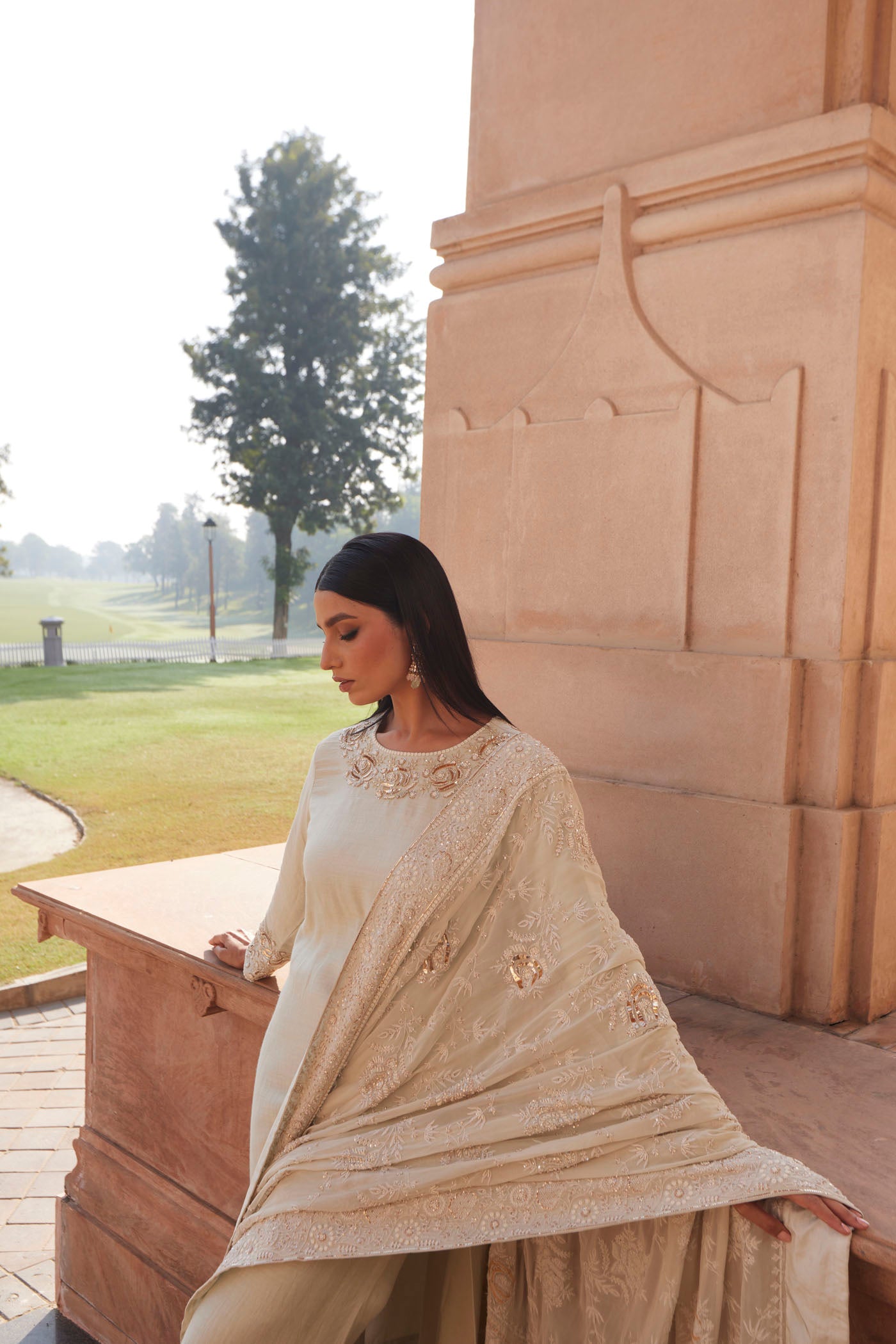 Grey Embroidered Kurta Set