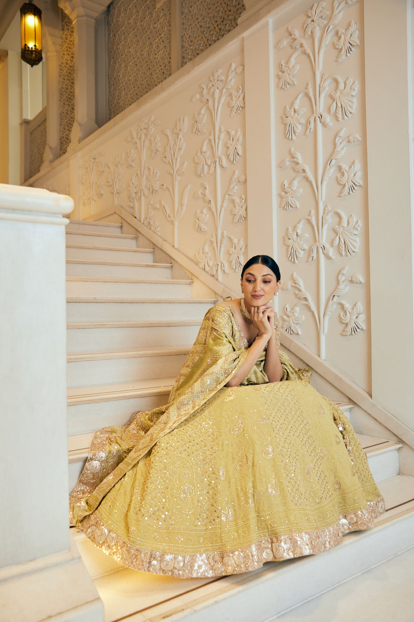 Pista green chikankari lehenga set