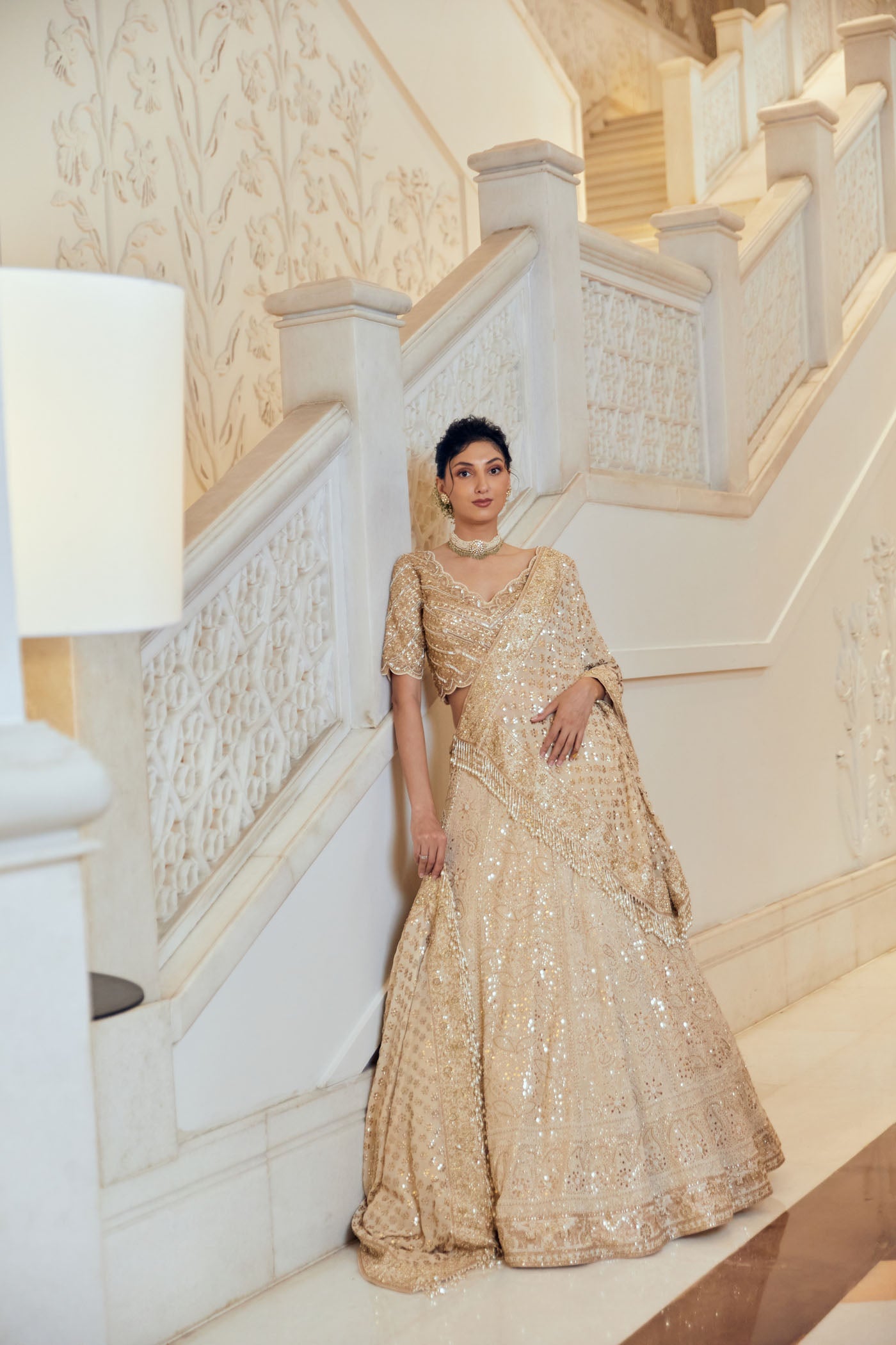 Ivory chikankari lehenga set