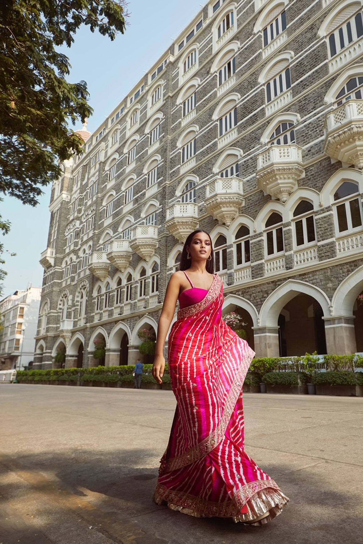 Pink Leheriya Saree SET