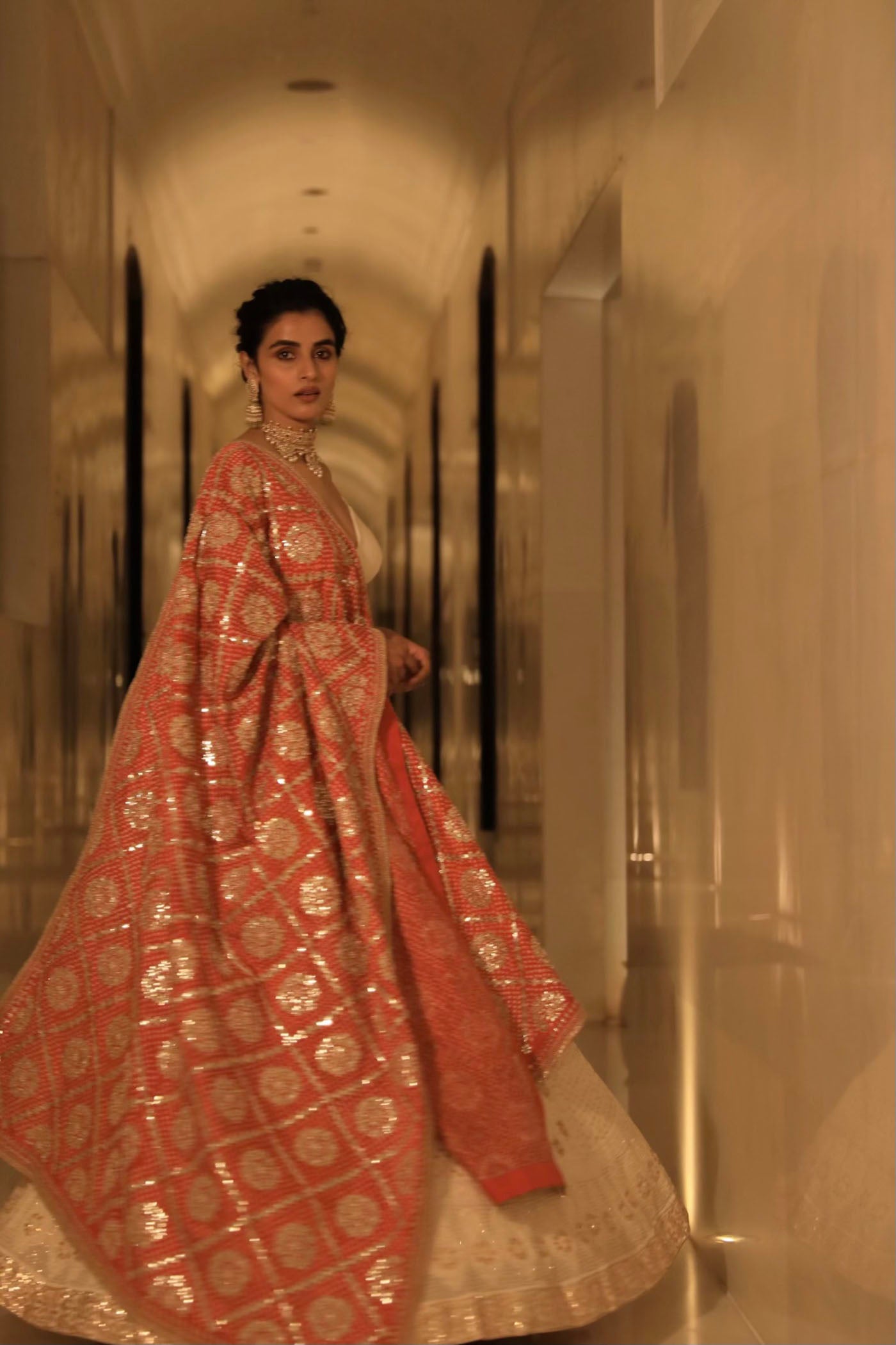 IVORY CHIKANKARI LEHENGA SET