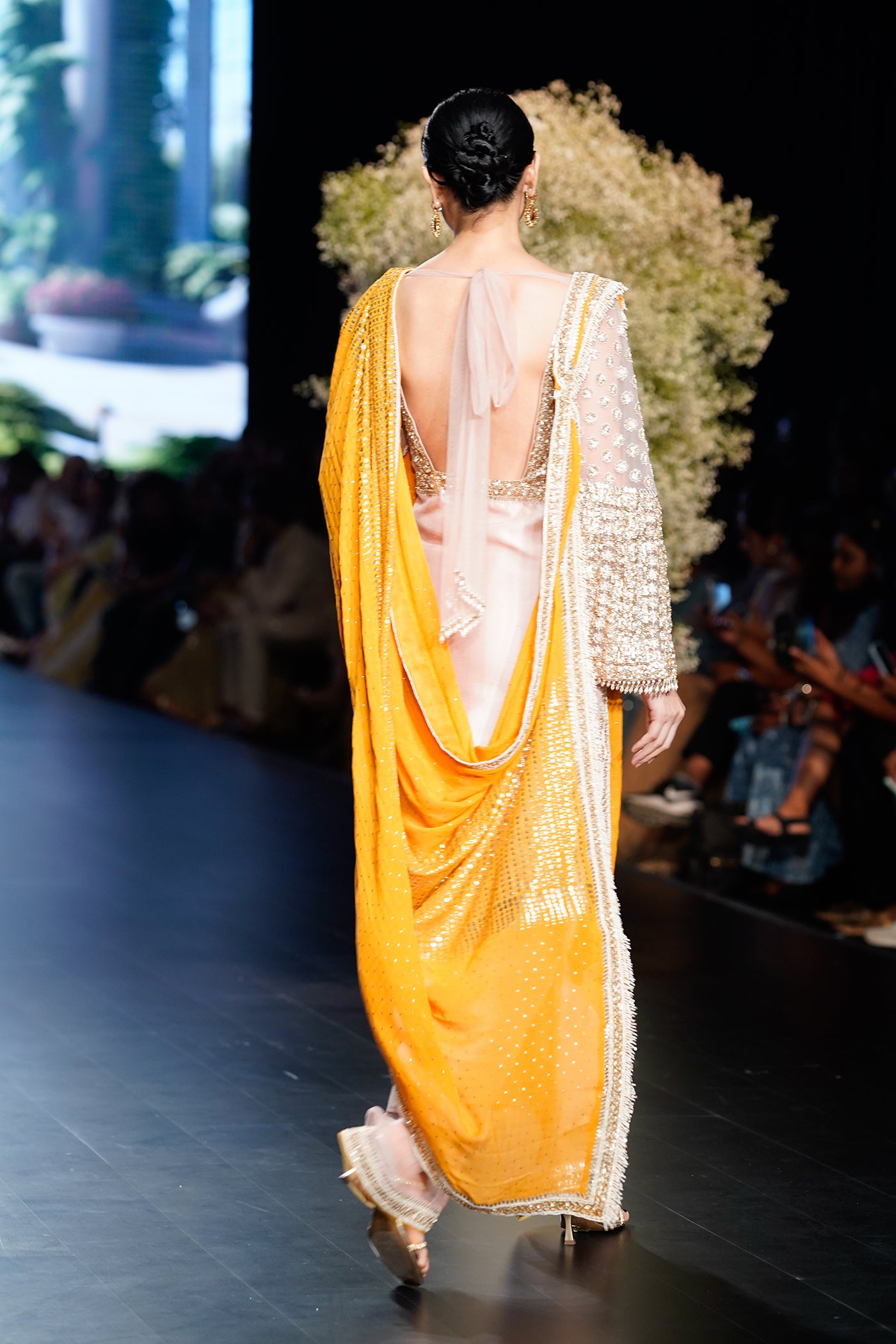 Baby pink Embellished Kurta Set with Draped Dupatta