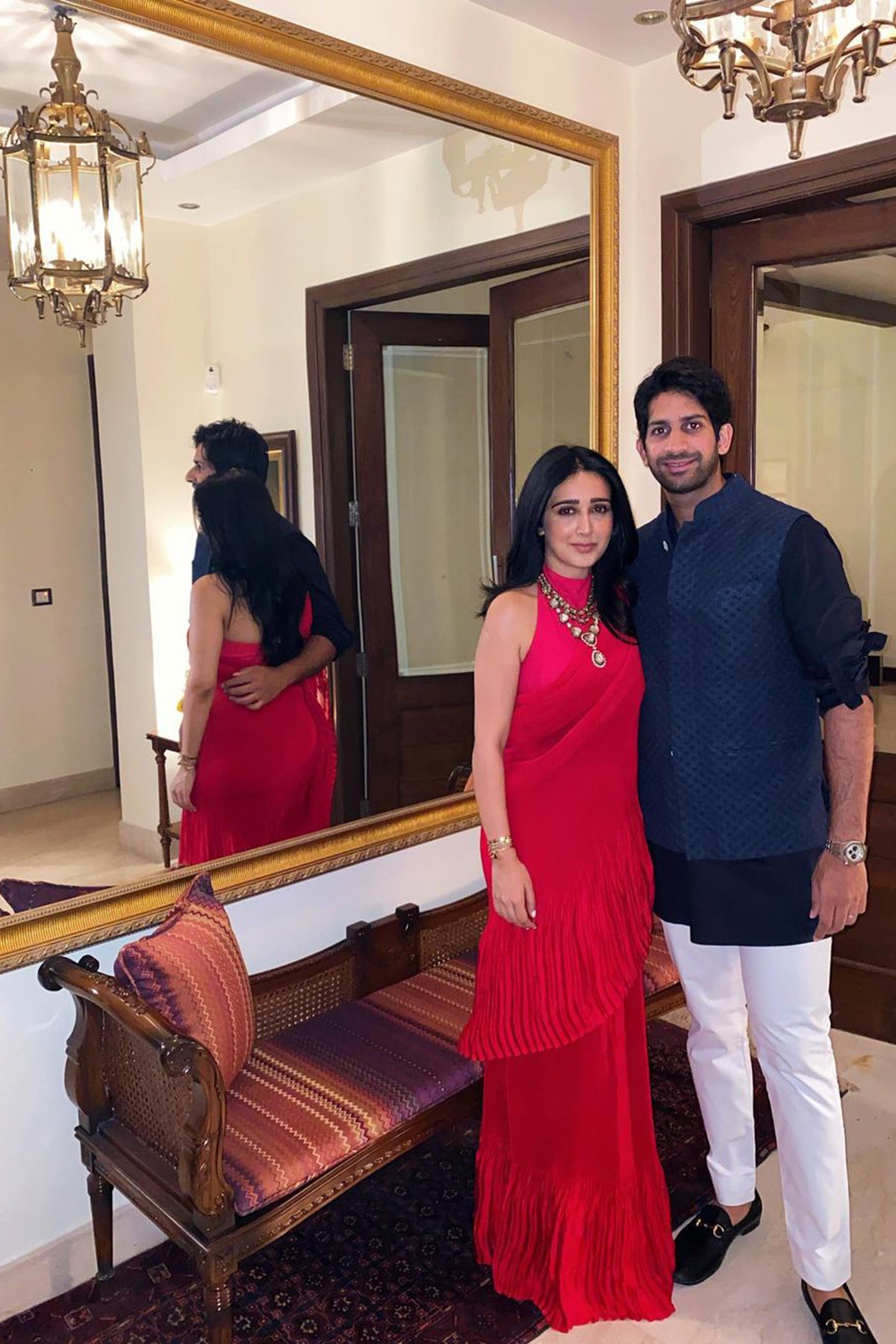 Pink Pleated Italian Silk Pre-Stitched Saree