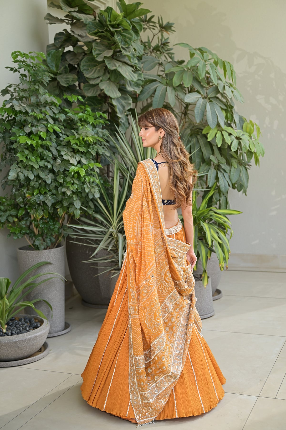 Neha Nagar In Rust Orange Vintage Crush Ladi Lehenga Set