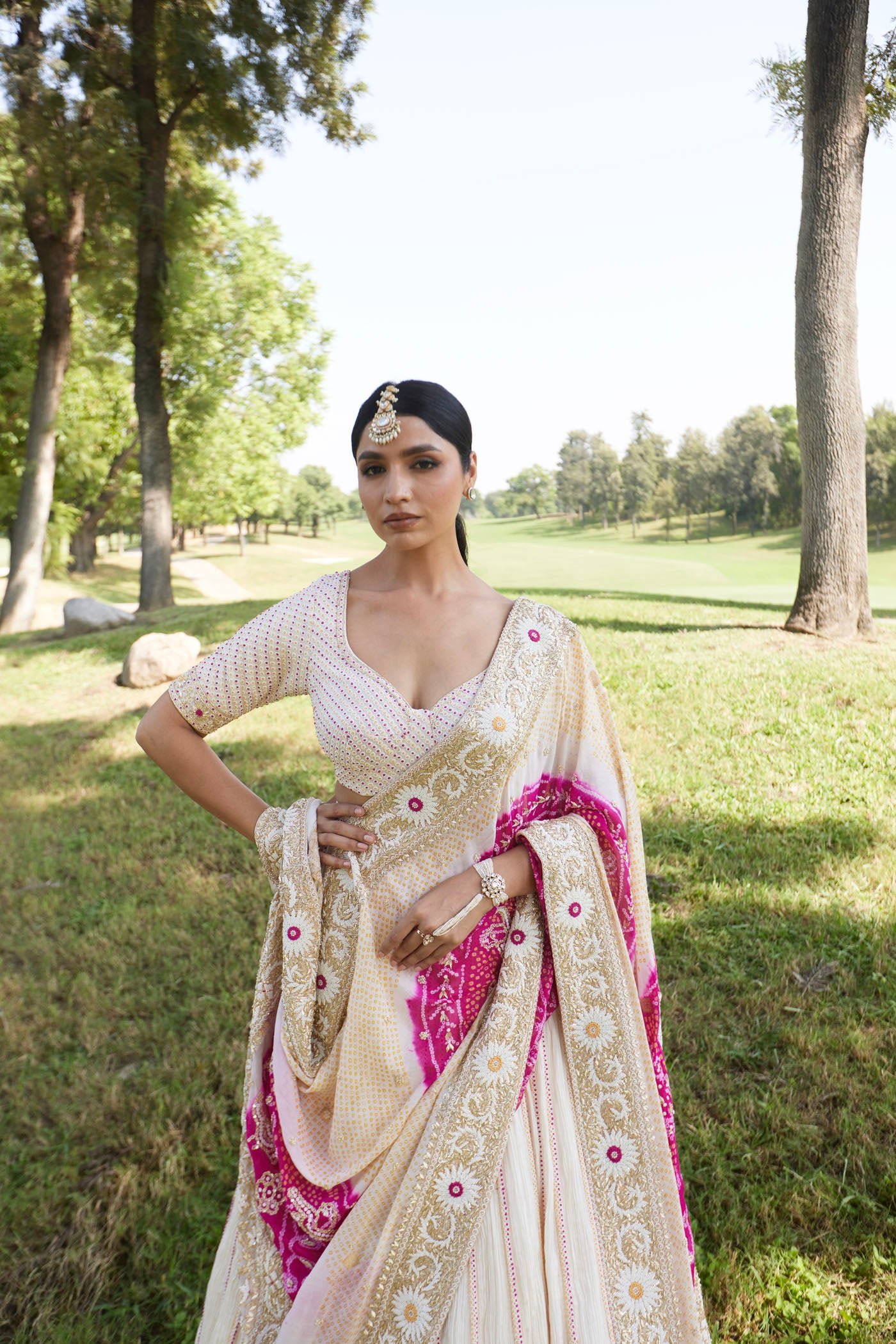 Ivory Crushed lehenga set