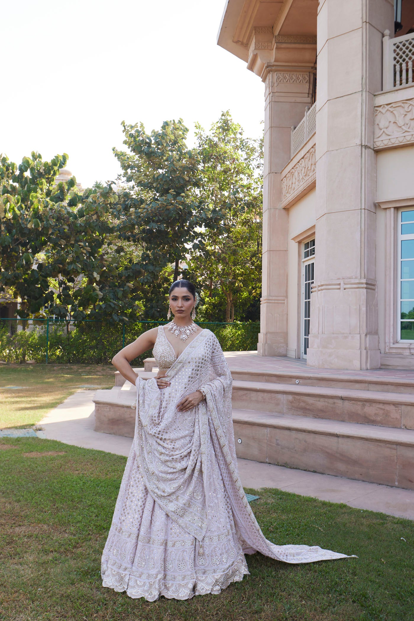 Ivory Chikankari Lehenga Set