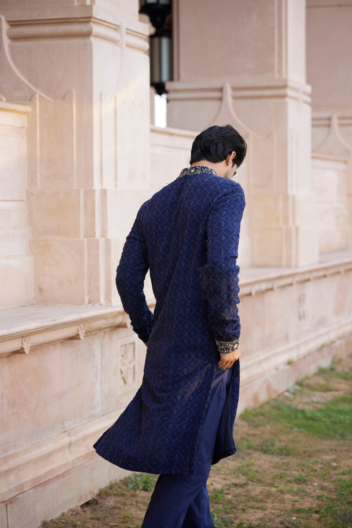 Navy Blue Chikankari Kurta Set
