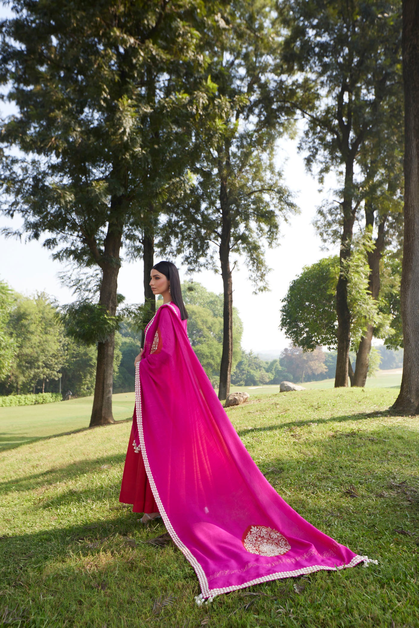 Cherry Red & Pink Anarkali Set