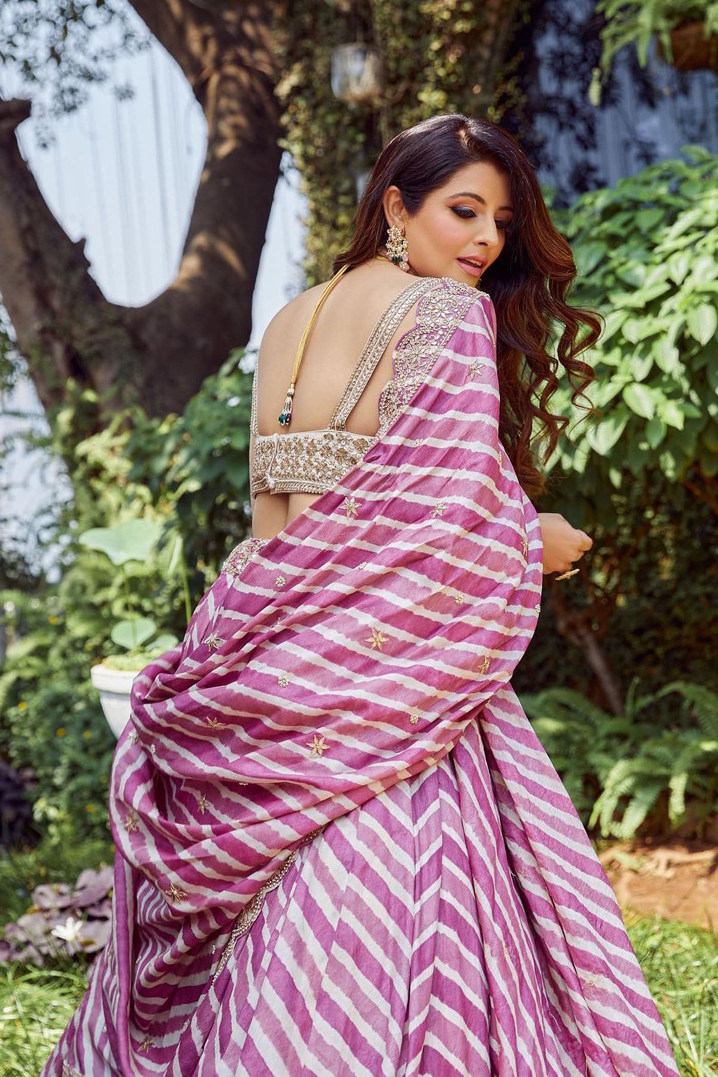 Lavender Leheriya Embroidered Lehenga Set