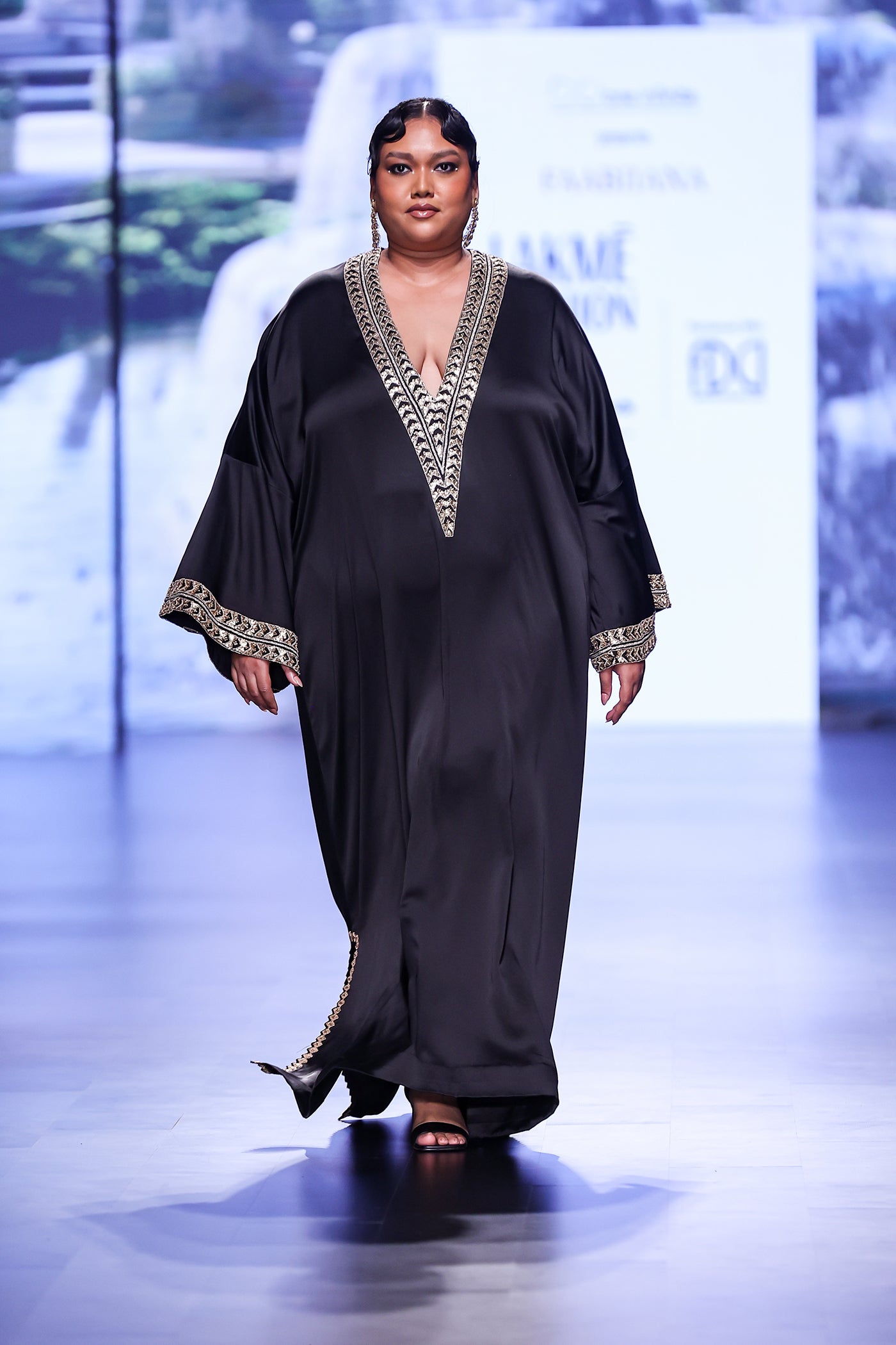 Midnight Black Embellished Kaftan Dress
