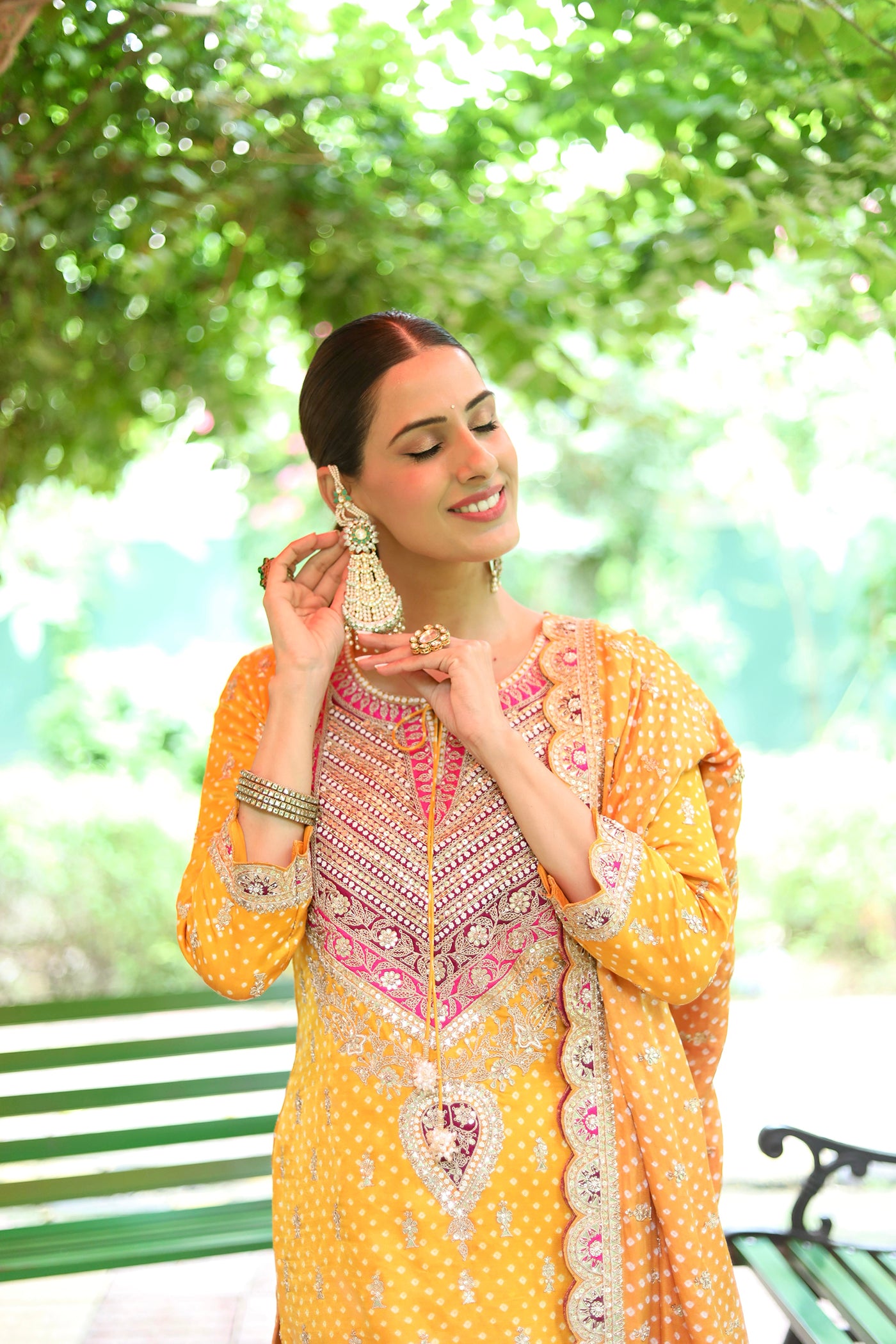 Orange Gajji Silk Kurta And Ivory Crushed Sharara Set