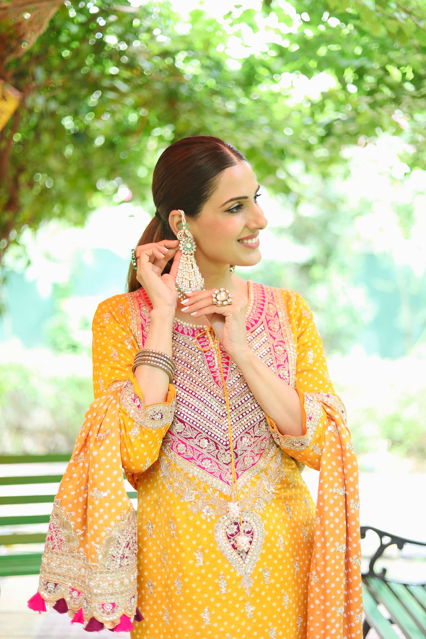 Orange Gajji Silk Kurta And Ivory Crushed Sharara Set