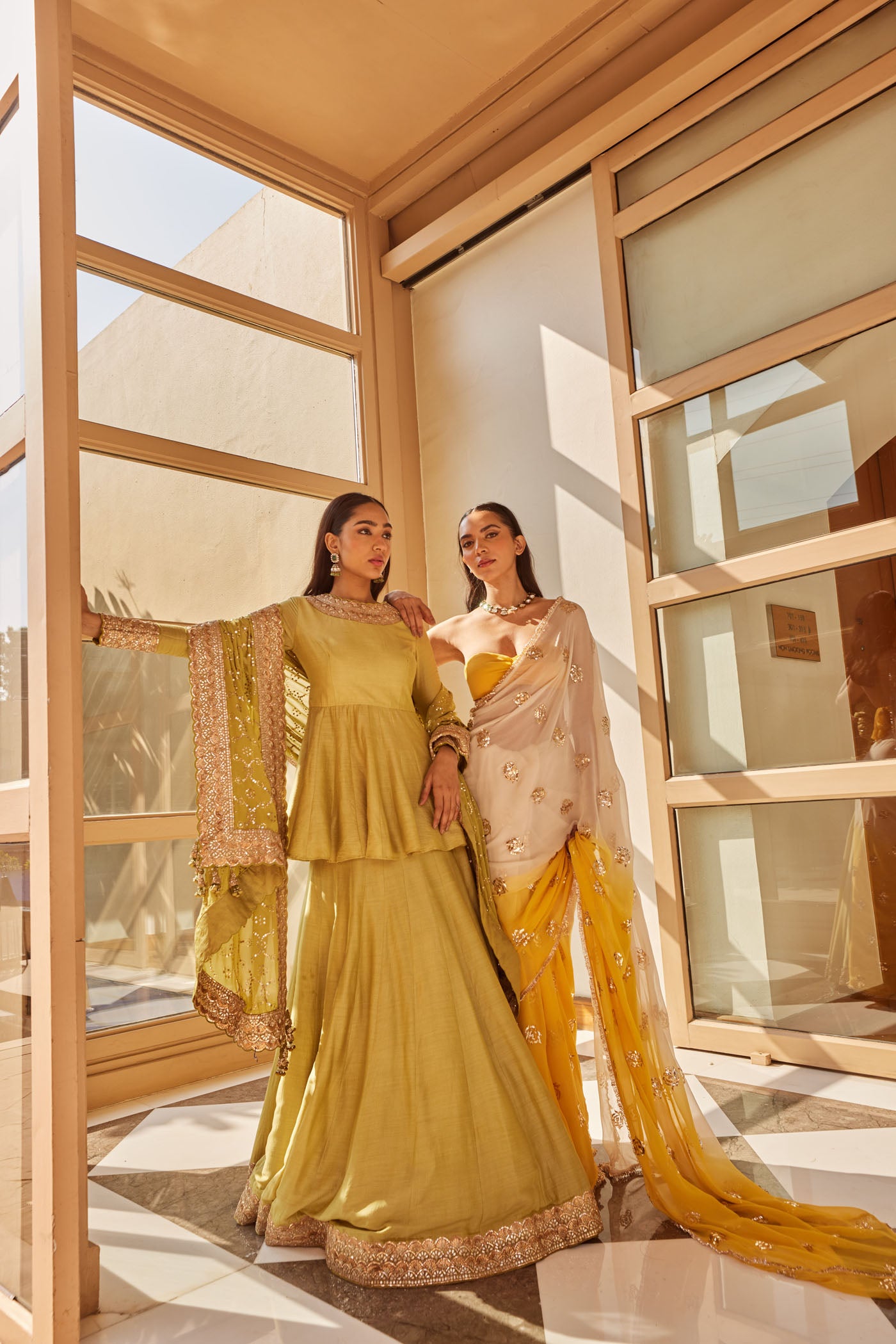 Yellow & Ivory Saree