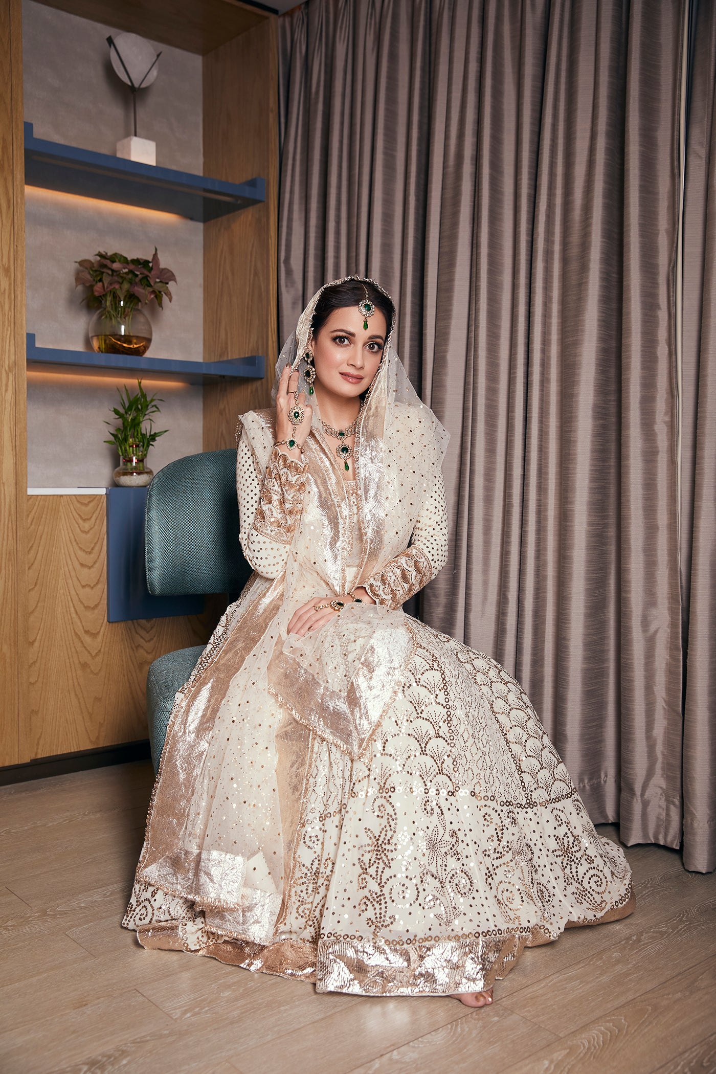 Ivory Georgette mukaish anarkali