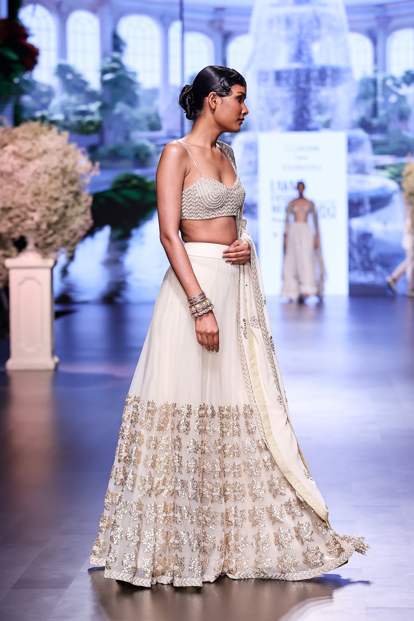 Ivory Embellished Lehenga Set with Dupatta