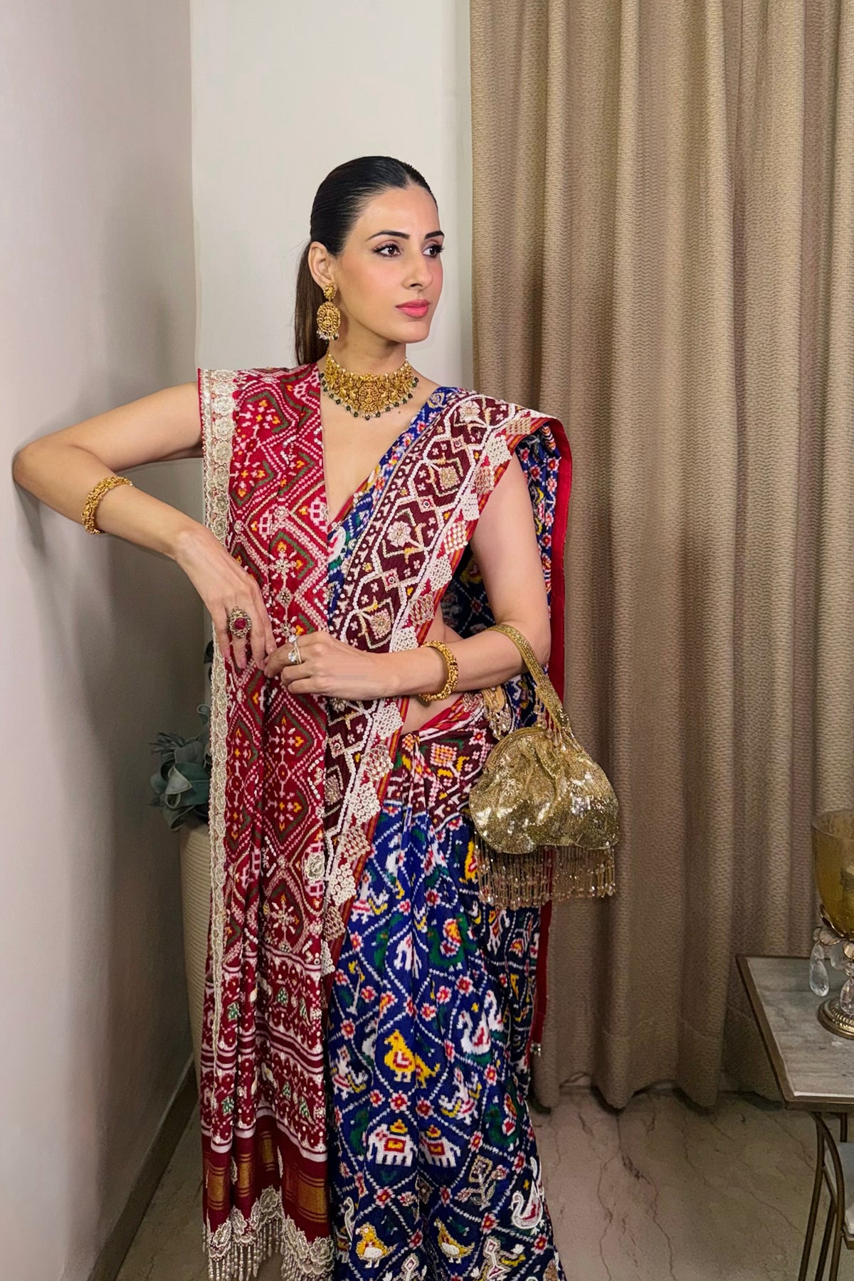 Shruti Khanna In Neelambara Rich Blue Patola Saree