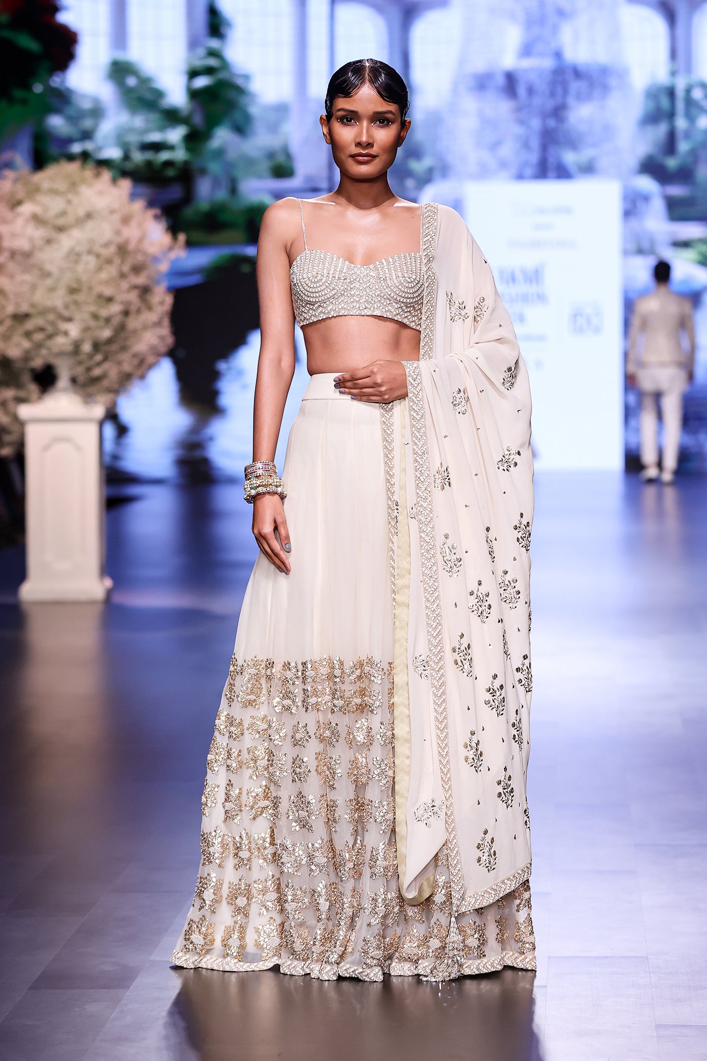 Ivory Embellished Lehenga Set with Dupatta