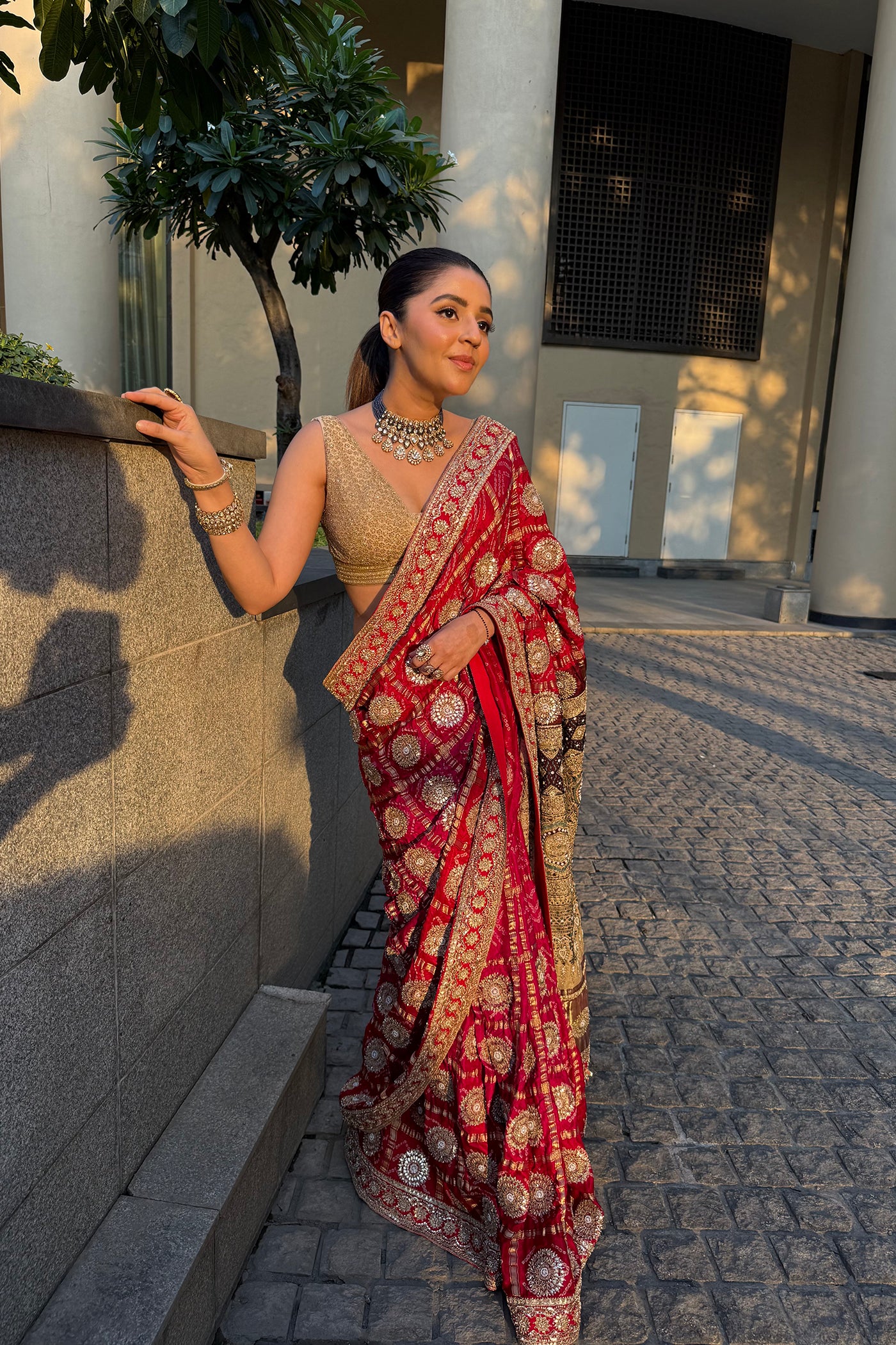 Red Gajji Silk Gharchola Saree