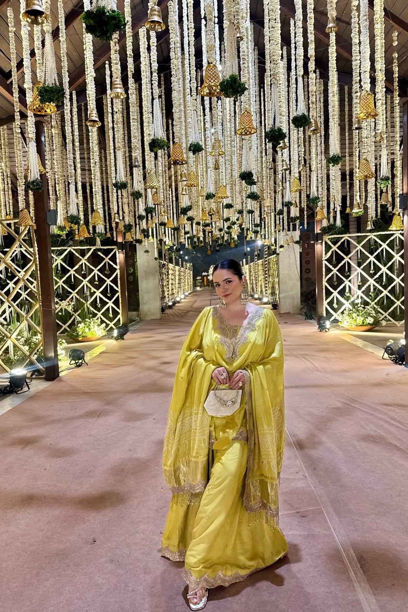 HEENA SOMANI In mehendi green silk sharara set with bandhani dupatta