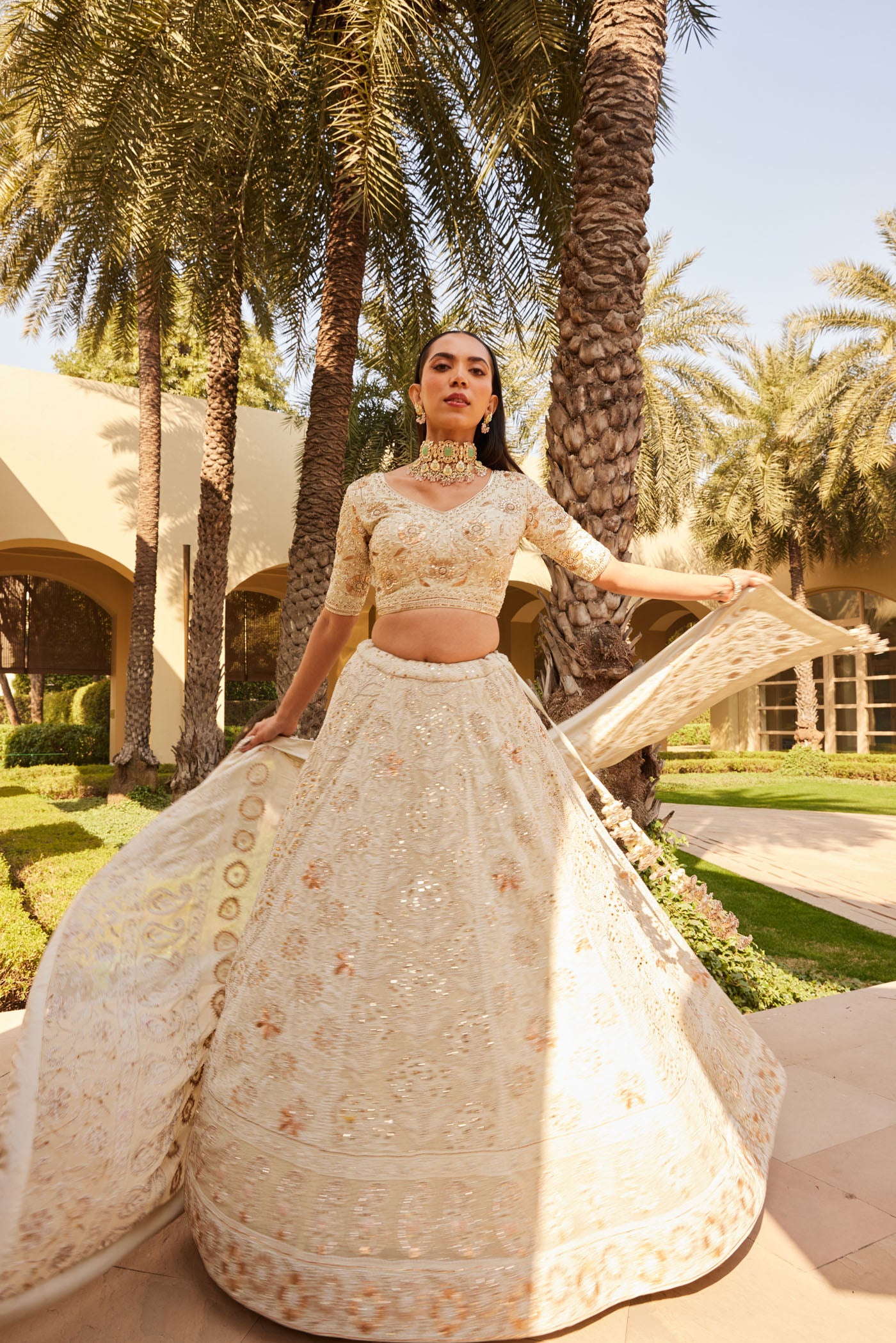 Ivory Chikankari Lehenga Set