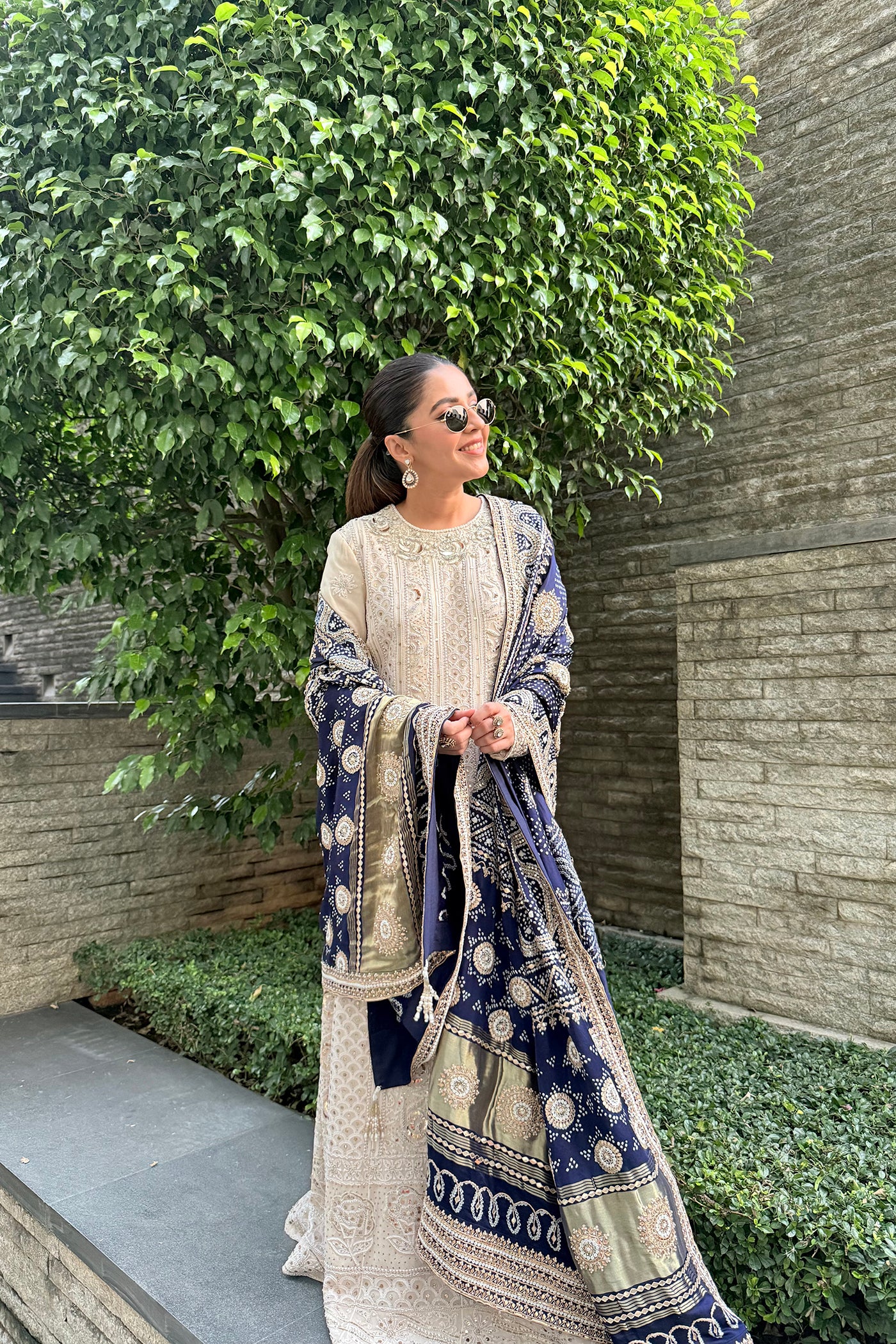 Ivory Georgette Chikankari Anarkali Set