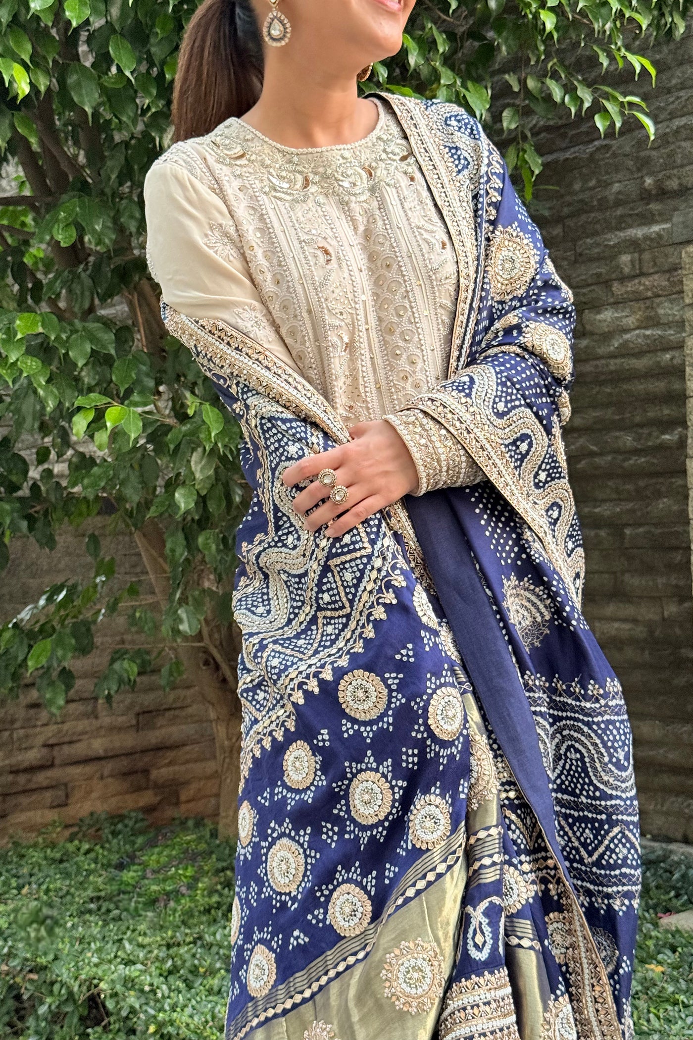 Ivory Georgette Chikankari Anarkali Set