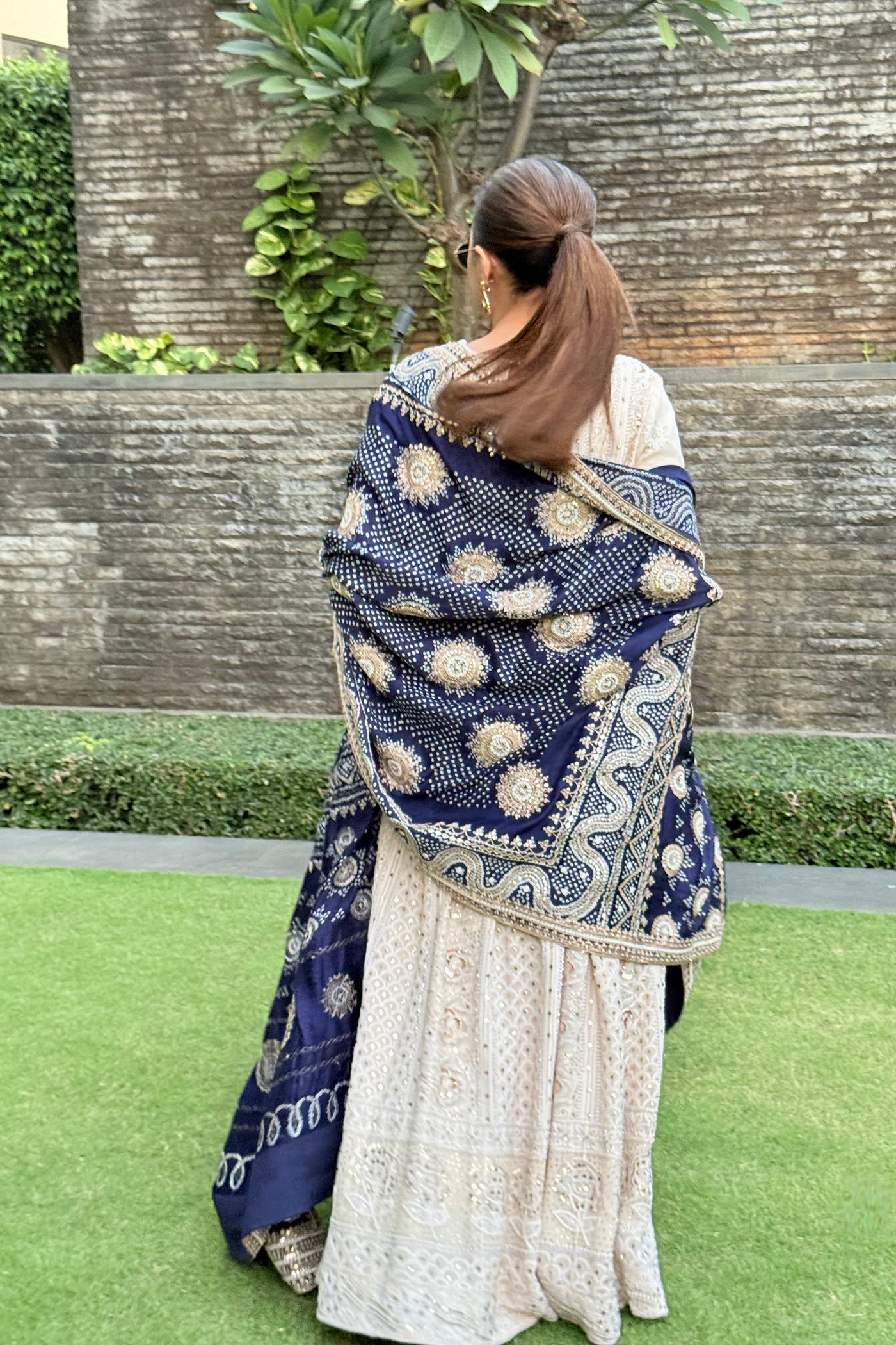 Ivory Georgette Chikankari Anarkali Set