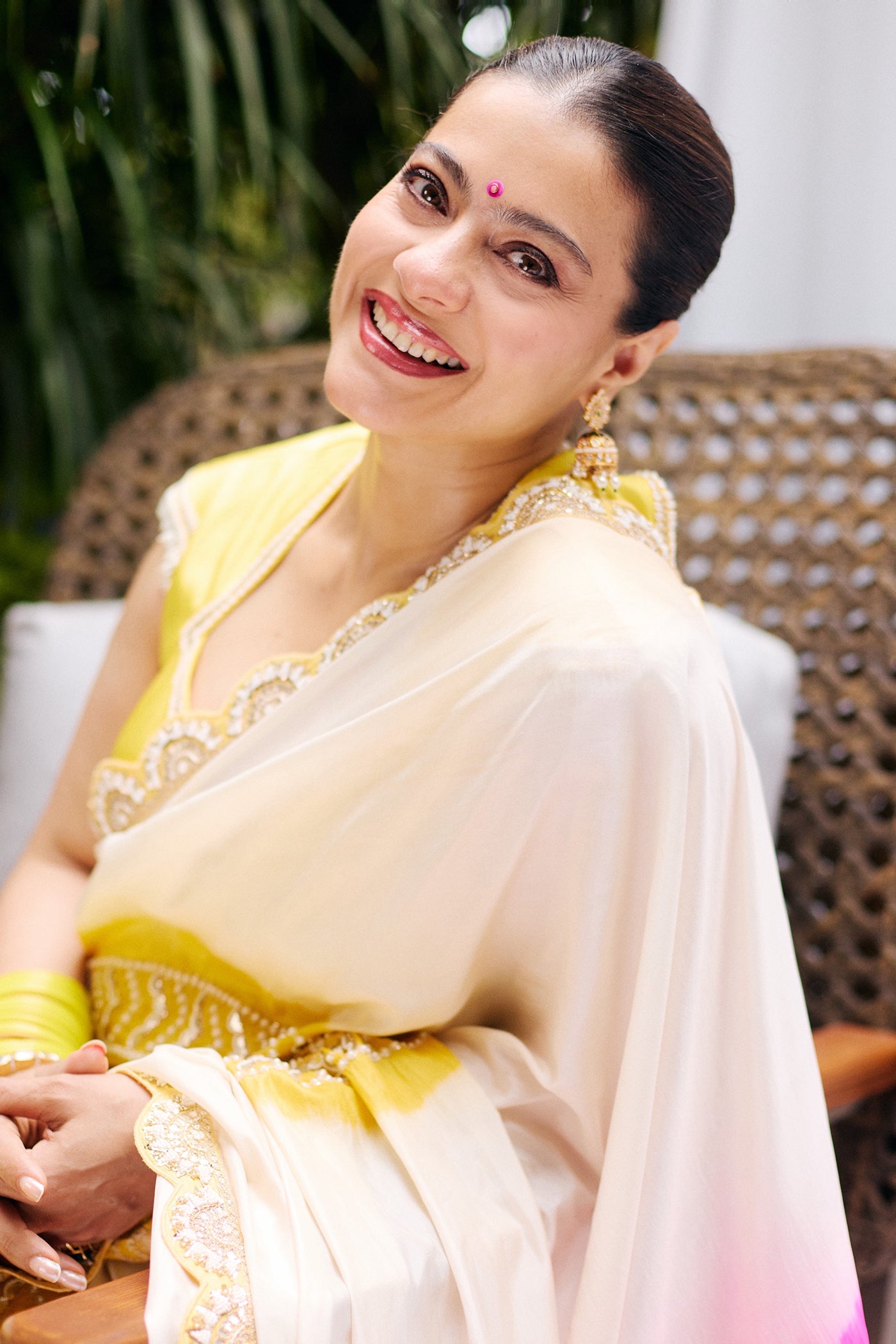 Ivory & Pink Gajji Silk Saree Set