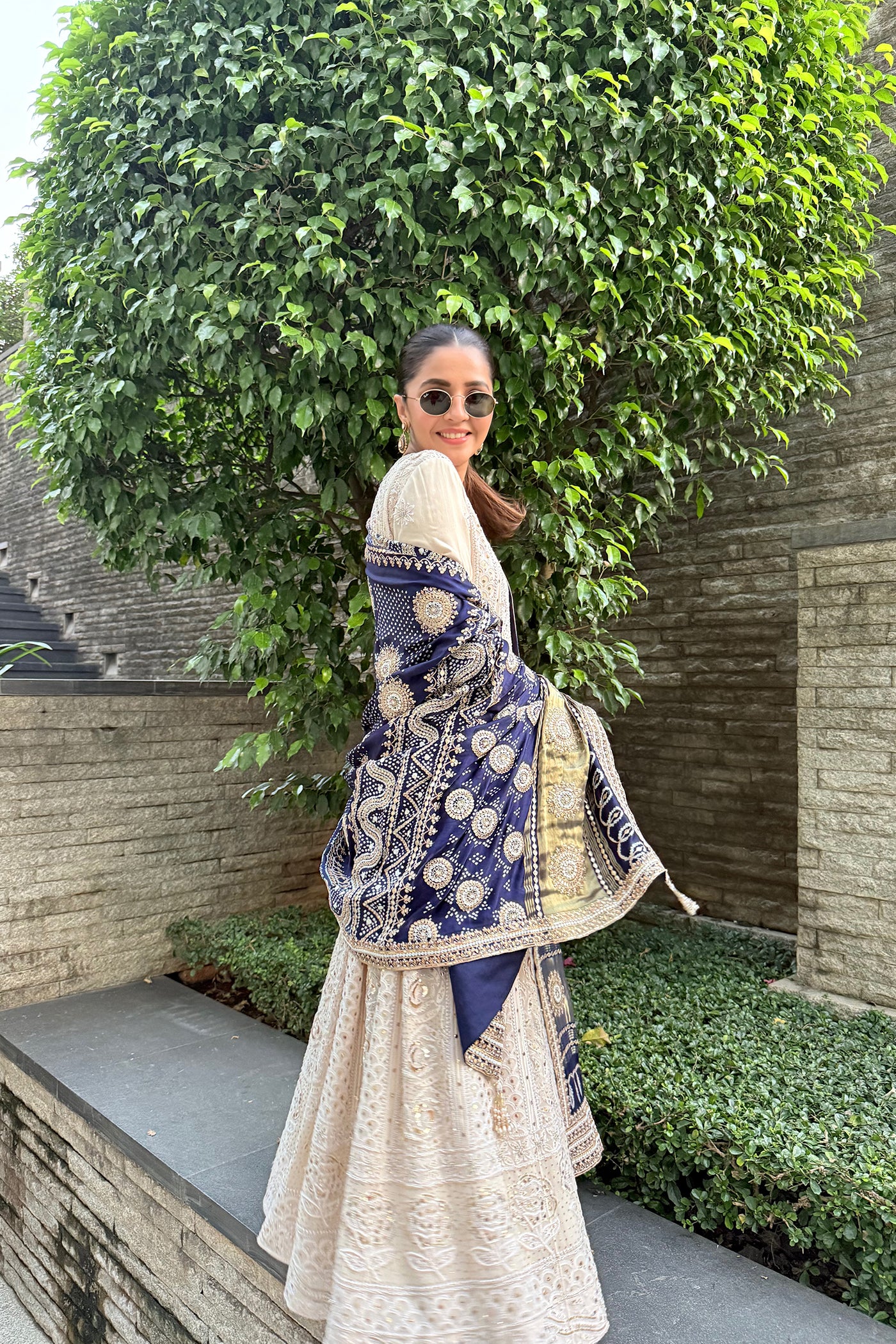 Ivory Georgette Chikankari Anarkali Set