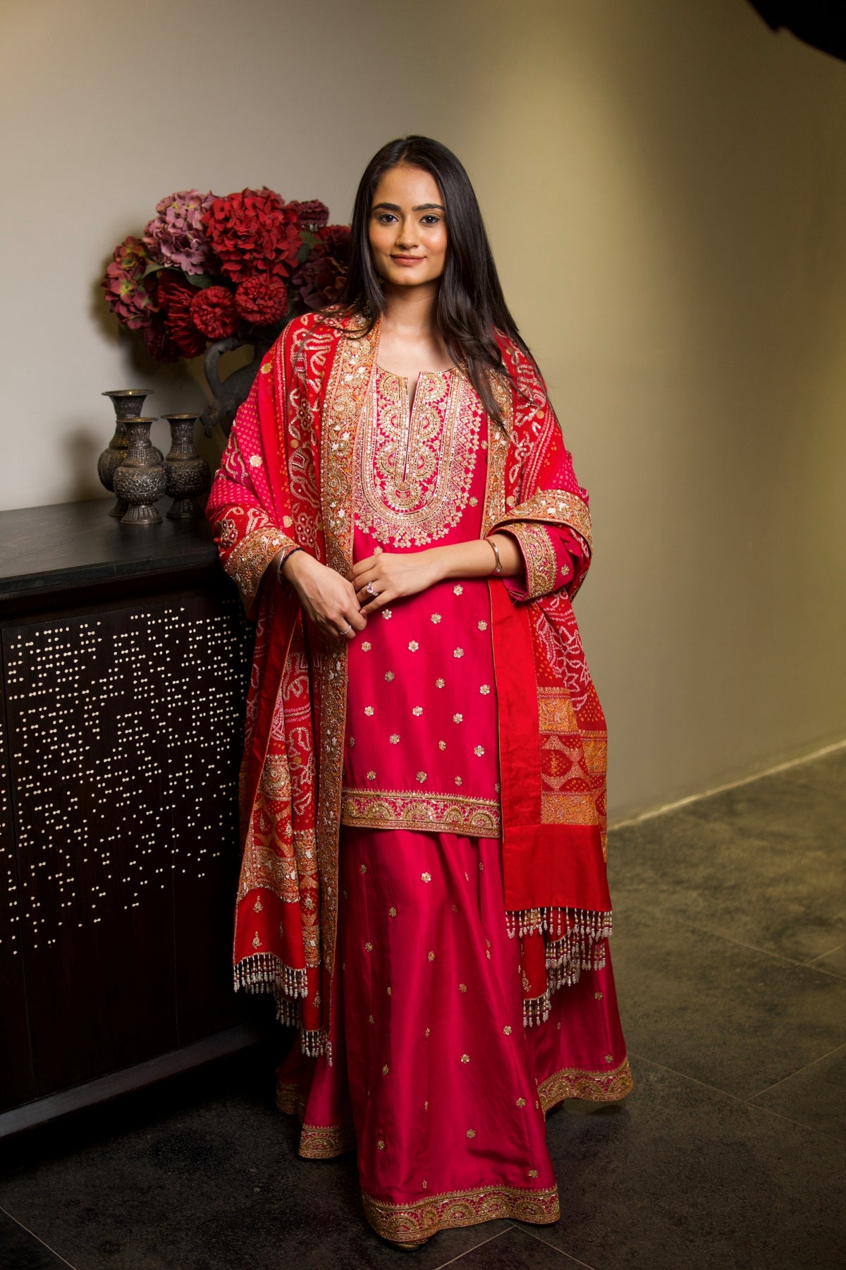 Vanya Bahl In Shahi Rani Bandhani Sharara Set