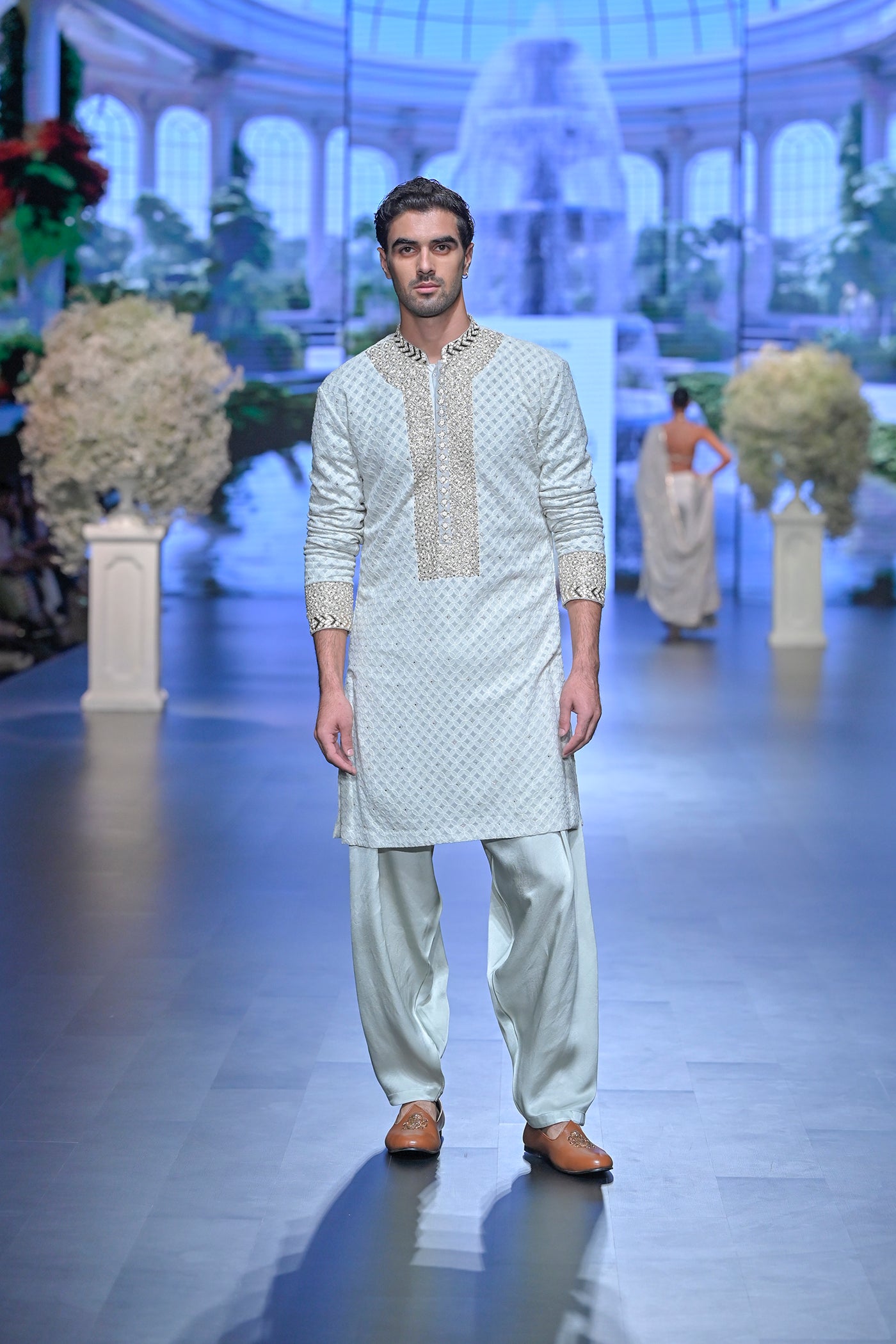 Pale blue Embellished Kurta Set