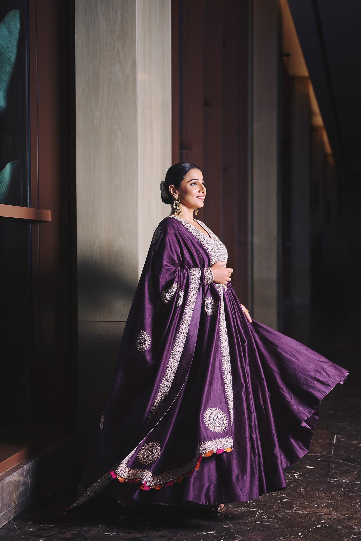 VIDYA BALAN In Violet anarkali Set