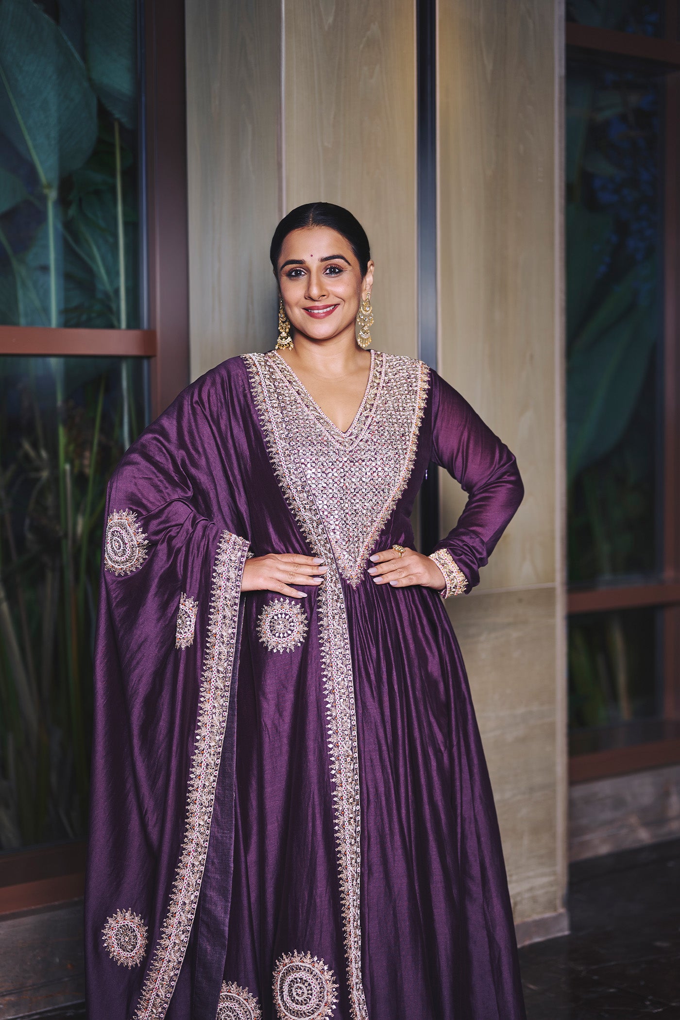 VIDYA BALAN In Violet anarkali Set