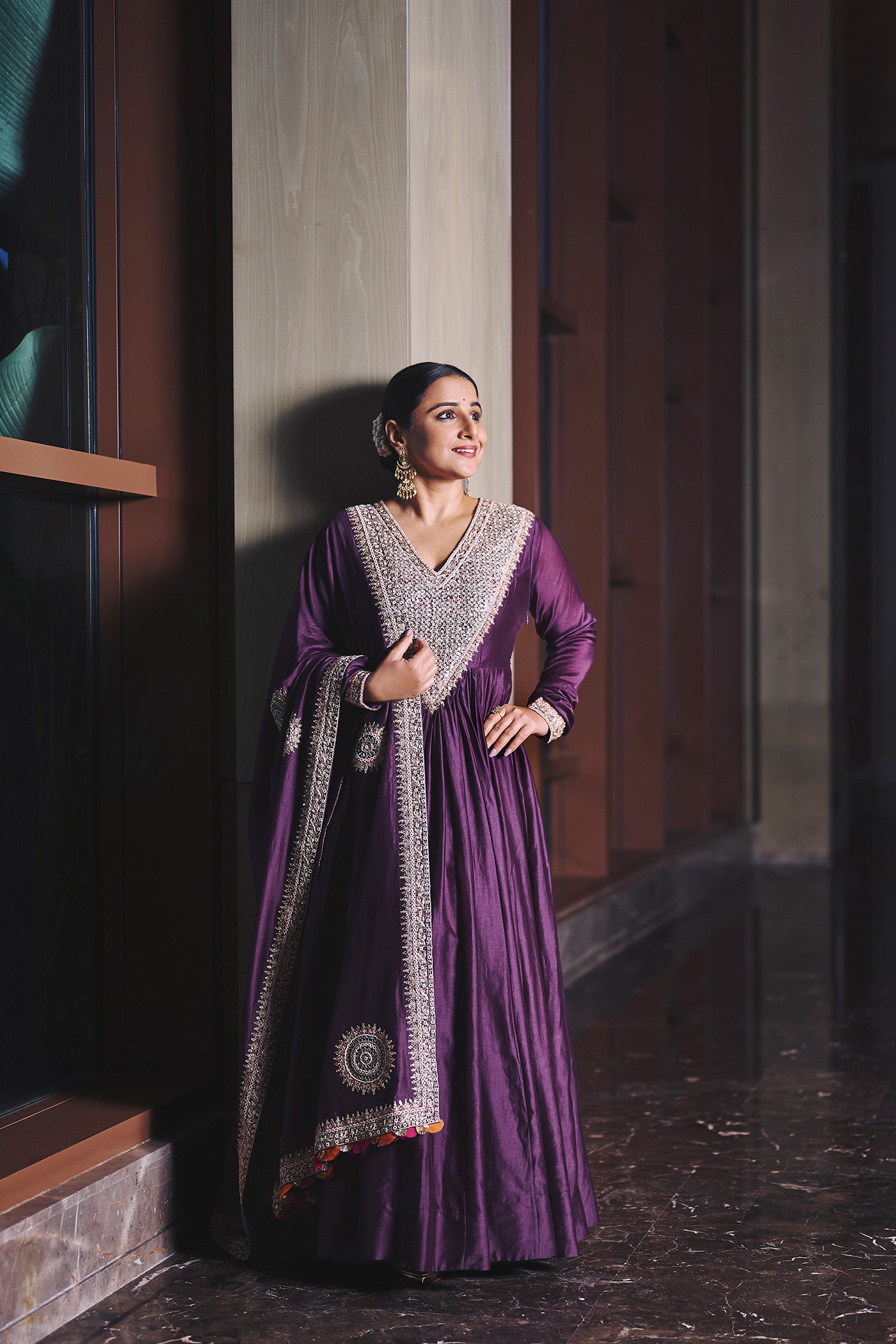 VIDYA BALAN In Violet anarkali Set