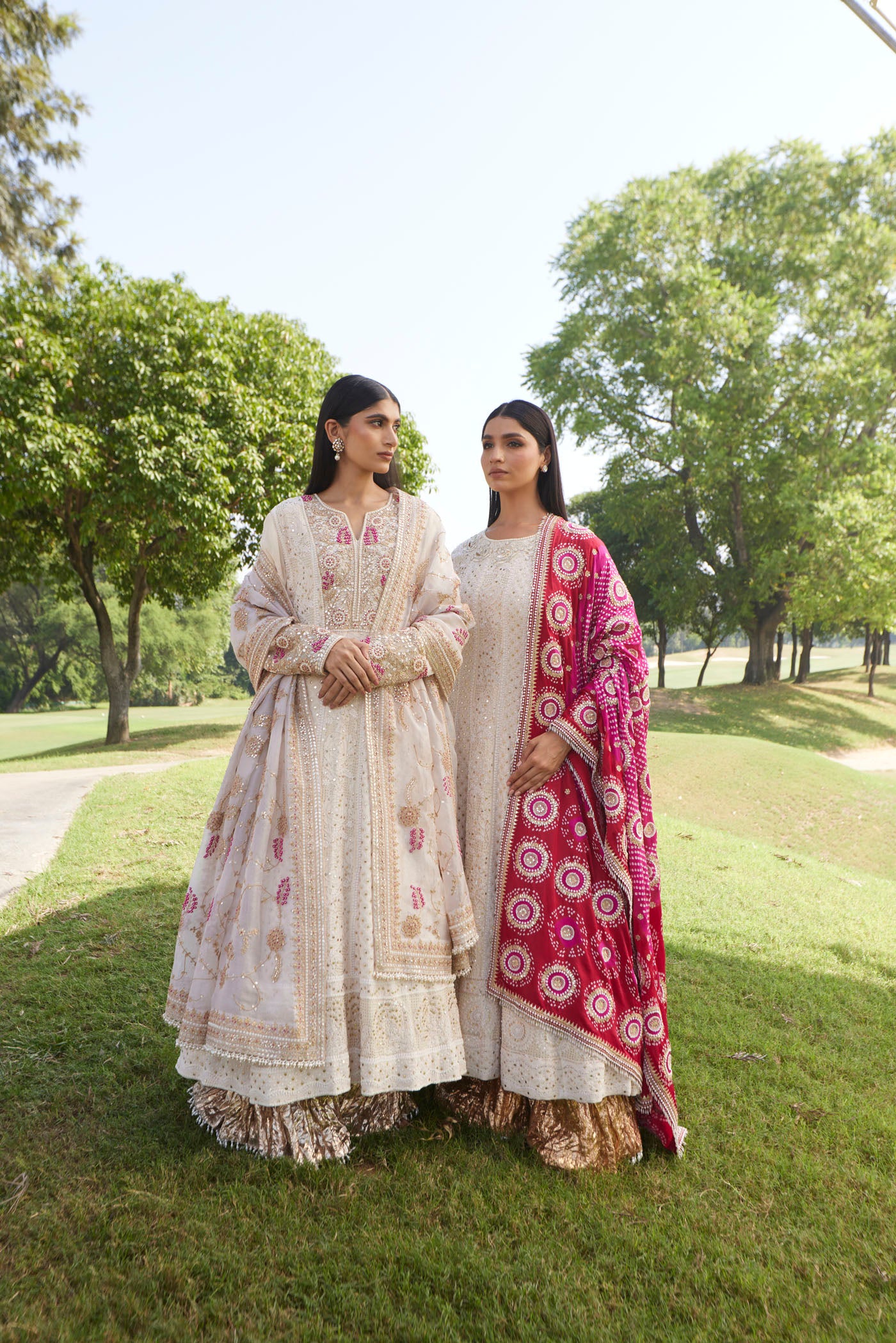 Ivory Chikankari Anarkali Set